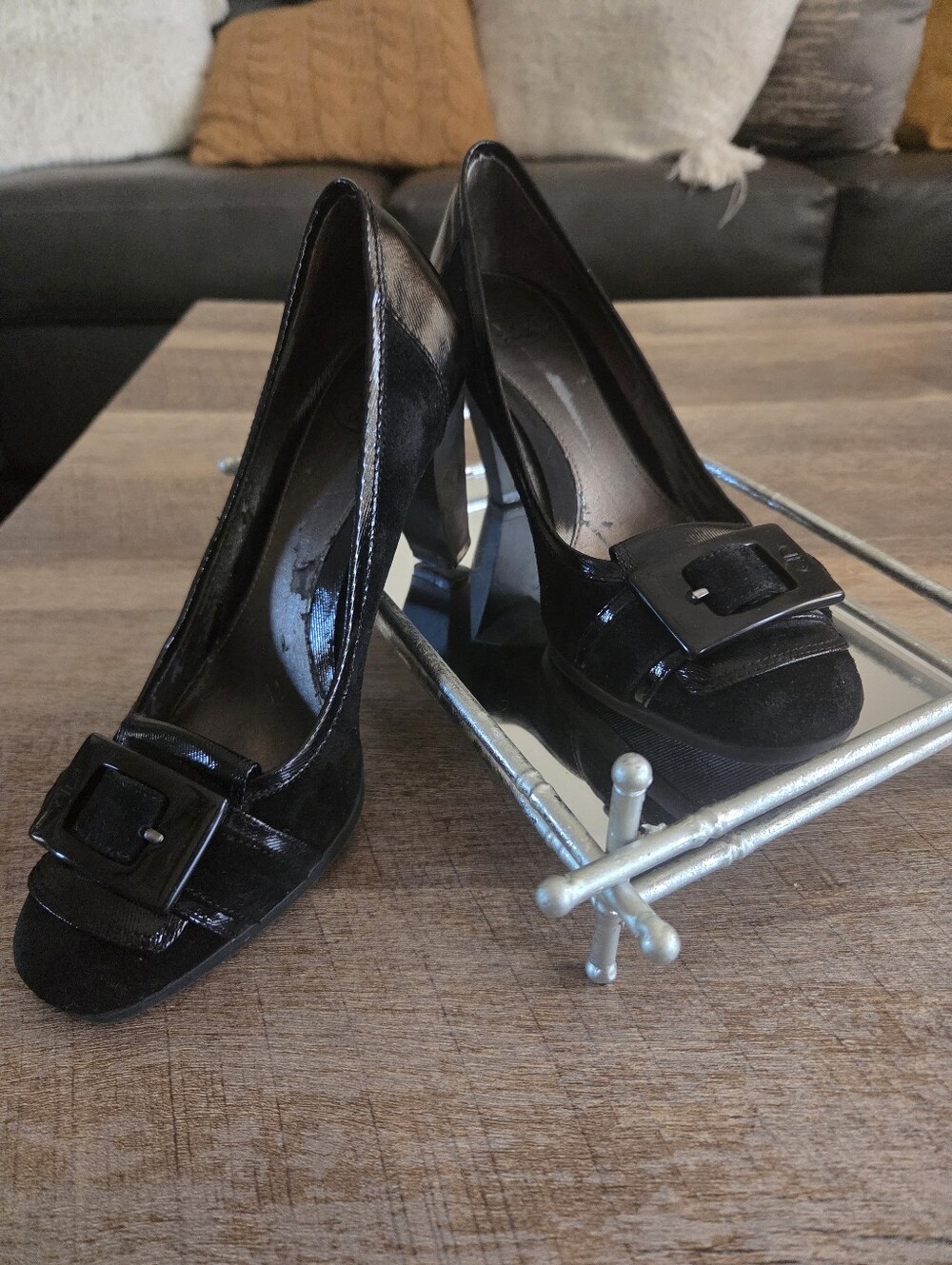 Circa Joan & David Black Buckle Heels US 6M Y2K Office Siren Heel